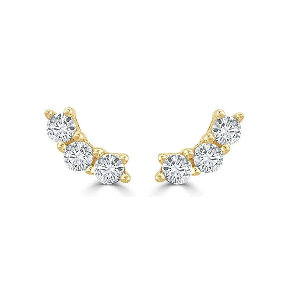 3 Curved Diamond Earrings - 1